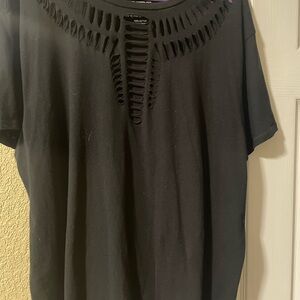New Torrid black  Cutout Blouse with Textured Design